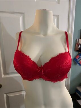 Red and Black Lace Push-Up Bras - Women Intimates